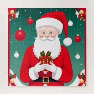 Kerstman met een cadeau legpuzzel