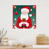 Kerstman met een cadeau poster (Keuken)
