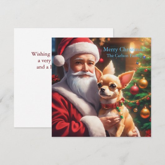 Kerstman met een chihuahua feestdagenkaart (Voorkant / Achterkant)