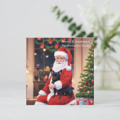 Kerstman met een chihuahua feestdagenkaart (Staand voorkant)