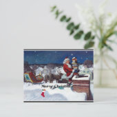 Kerstman met een dikke laag boeken, vrolijk kerstf briefkaart (Staand voorkant)