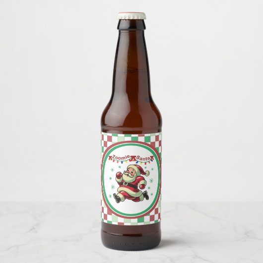 Kerstman met een flinke dosis energie bier etiket (Voorkant)