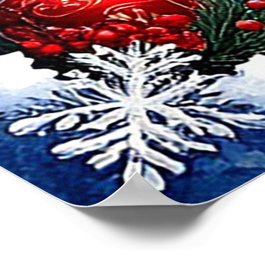 Kerstman met een geschenk in een magische kerst poster (Hoek)