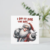 Kerstman met een glanzende discobal. feestdagenkaart (Staand voorkant)