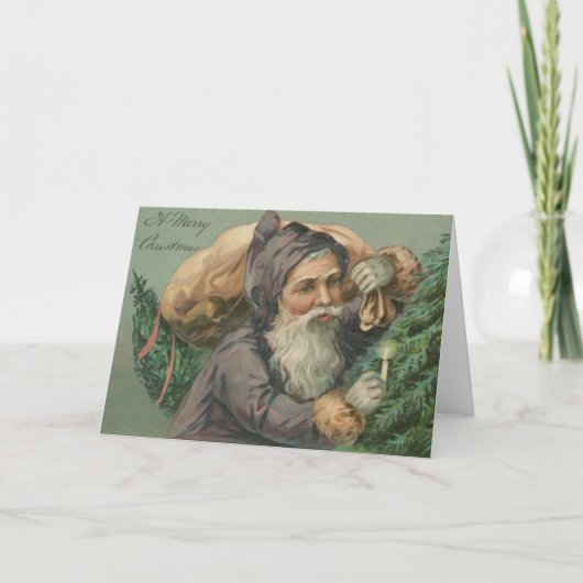 Kerstman met een Kerstkaart van de Zak Feestdagen Kaart (Voorkant)