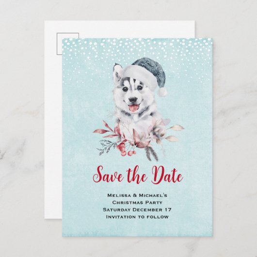 kerstman met een kerstman die de datum opslaat uitnodiging briefkaart (Voorkant / Achterkant)