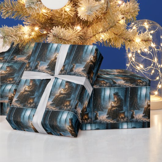 Kerstman met een konijn cadeaupapier (Feestdagen)