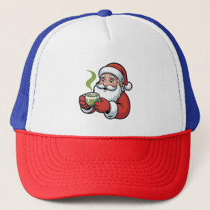 Kerstman met een Matcha-drank Kerstmis Trucker Pet