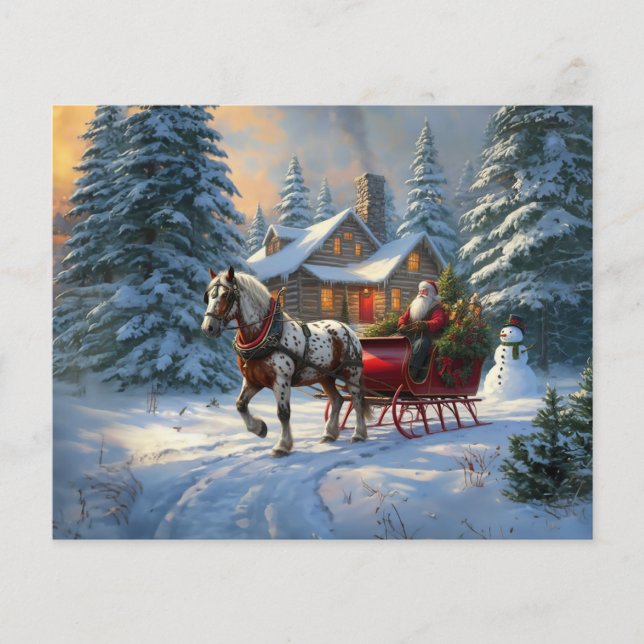 Kerstman met één paard Sleigh (Voorkant)