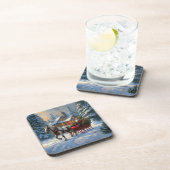 Kerstman met één paard Sleigh Bier Onderzetter (Rechterzijde)