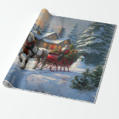 Kerstman met één paard Sleigh Cadeaupapier (Uitgerold)