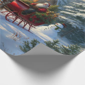 Kerstman met één paard Sleigh Cadeaupapier (Hoek)