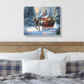 Kerstman met één paard Sleigh Canvas Afdruk (Insitu (Slaapkamer))