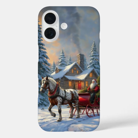 Kerstman met één paard Sleigh Case-Mate iPhone Case (Achterkant)
