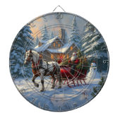 Kerstman met één paard Sleigh Dartbord (Voorkant)