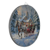 Kerstman met één paard Sleigh Dartbord (Voorkant Links)