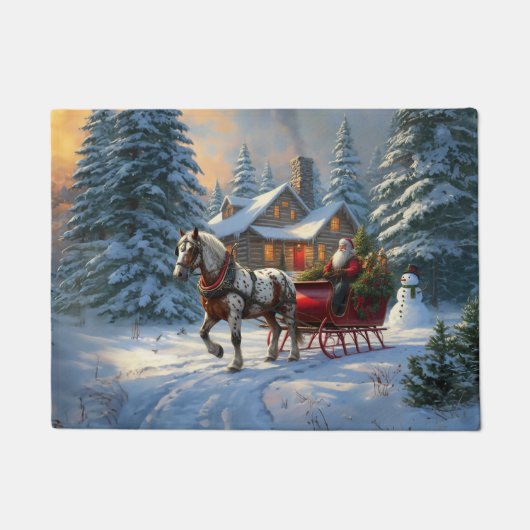 Kerstman met één paard Sleigh Deurmat (Voorkant)