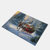 Kerstman met één paard Sleigh Deurmat (Schuin)