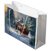 Kerstman met één paard Sleigh Groot Cadeauzakje (Voorkant Gekanteld)