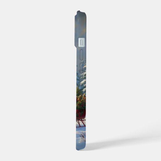 Kerstman met één paard Sleigh iPhone 15 Case (Linkerkant)