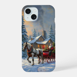 Kerstman met één paard Sleigh iPhone 15 Case
