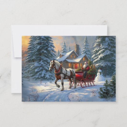 Kerstman met één paard Sleigh Kaart (Voorkant)