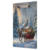Kerstman met één paard Sleigh Klembord (Links)