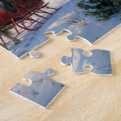 Kerstman met één paard Sleigh Legpuzzel (Zijkant)