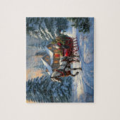 Kerstman met één paard Sleigh Legpuzzel (Verticaal)
