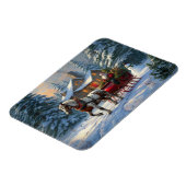 Kerstman met één paard Sleigh Magneet (Linkerzijde)