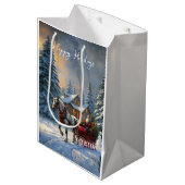 Kerstman met één paard Sleigh Medium Cadeauzakje (Voorkant Gekanteld)