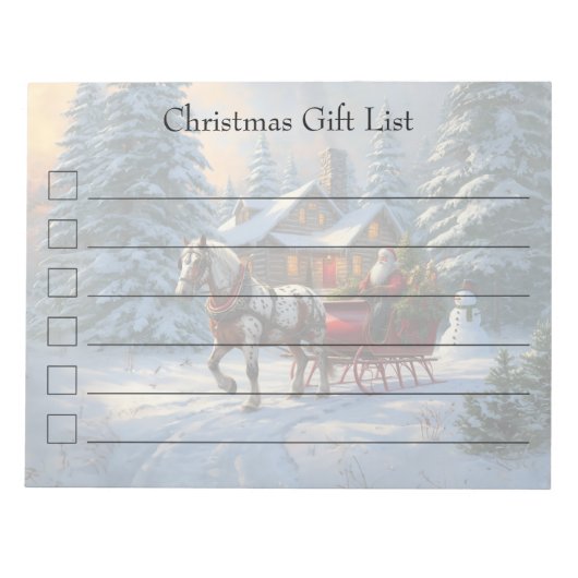 Kerstman met één paard Sleigh Notitieblok (Voorkant)