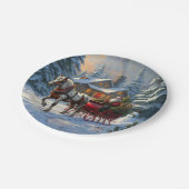 Kerstman met één paard Sleigh Papieren Bordje (Gekanteld)