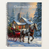 Kerstman met één paard Sleigh Planner (Voorkant)