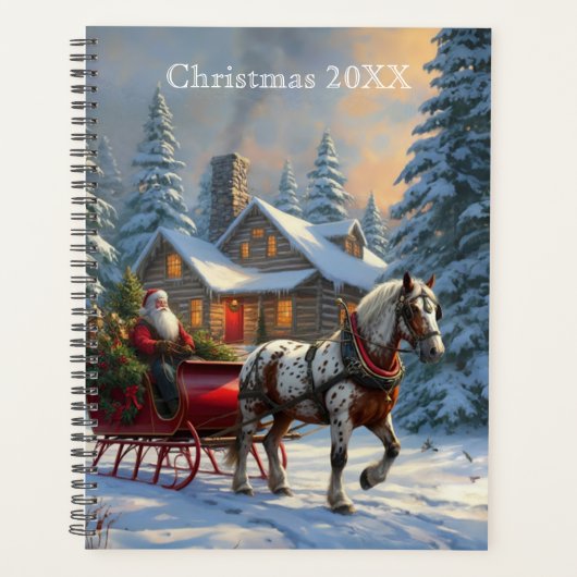 Kerstman met één paard Sleigh Planner (Voorkant)