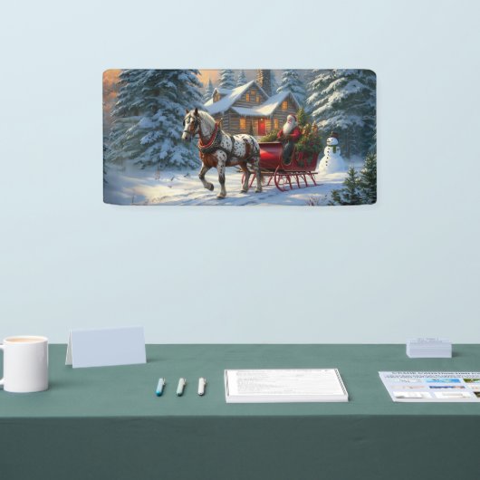 Kerstman met één paard Sleigh Spandoek (Beurs)