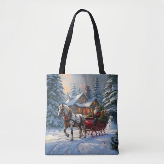 Kerstman met één paard Sleigh Tote Bag (Voorkant)