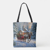 Kerstman met één paard Sleigh Tote Bag (Achterkant)
