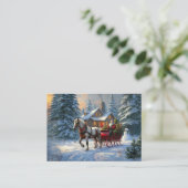 Kerstman met één paard Sleigh Visitekaartje (Staand voorkant)