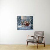 Kerstman met één paard Sleigh Wandkleed (In Situ (horizontaal))