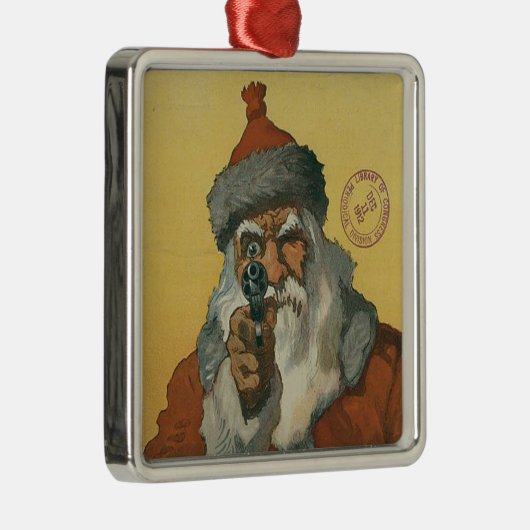  kerstman met een Pistool Metalen Ornament (Rechts)