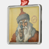  kerstman met een Pistool Metalen Ornament (Links)