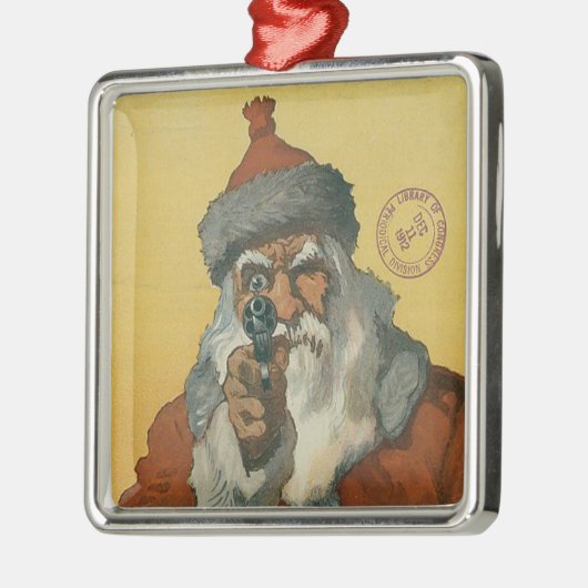  kerstman met een Pistool Metalen Ornament (Links)