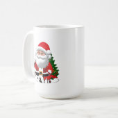 Kerstman met een rendier koffiemok (Voorkant links)