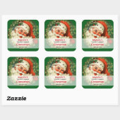 kerstman met een ringvormige kaars vierkante sticker (Vel)