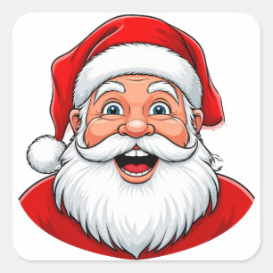 Kerstman met een rode hoed die lacht vierkante sticker