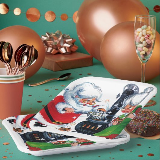 kerstman met een traditioneel kerstjaar mevrouw Cl Papieren Bordje (Multi)