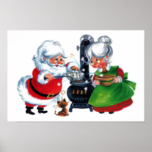 kerstman met een traditioneel kerstjaar mevrouw Cl Poster