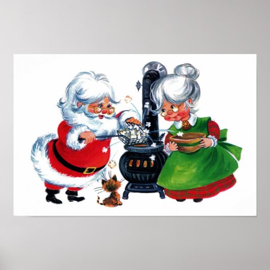 kerstman met een traditioneel kerstjaar mevrouw Cl Poster (Voorkant)