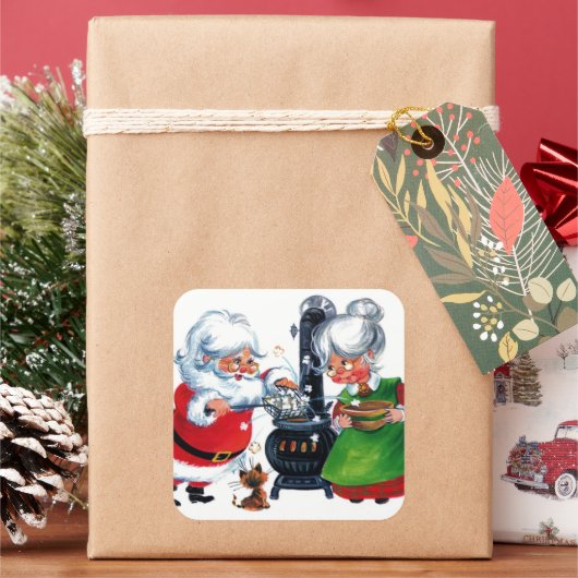 kerstman met een traditioneel kerstjaar mevrouw Cl Vierkante Sticker (Feestdagen)